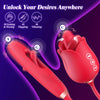 4 in 1 Mouth-Shaped Tongue Licking & Kissing Rose Clitoral Stimulator Flapping Vibrator