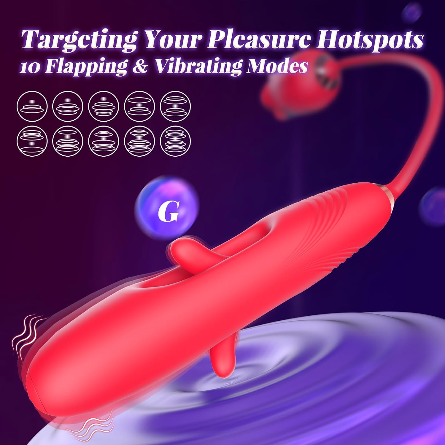 4 in 1 Mouth-Shaped Tongue Licking & Kissing Rose Clitoral Stimulator Flapping Vibrator