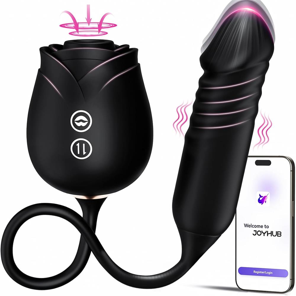 Rose Toy with Thrusting G Spot Vibrator & 10 Sucking Modes