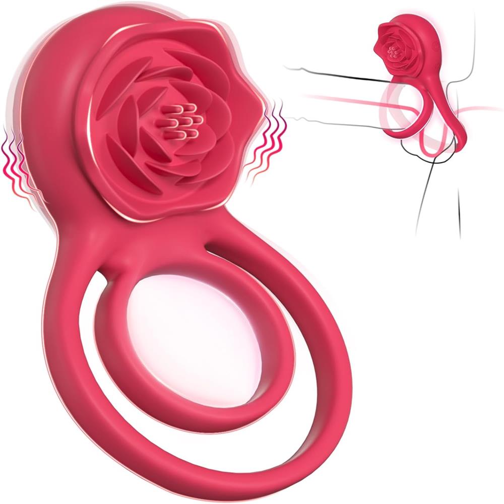 Dual Loop Rose Cock Ring Couples Vibrator with 10 Vibrations #Real Couples #Doggystyle #Erection