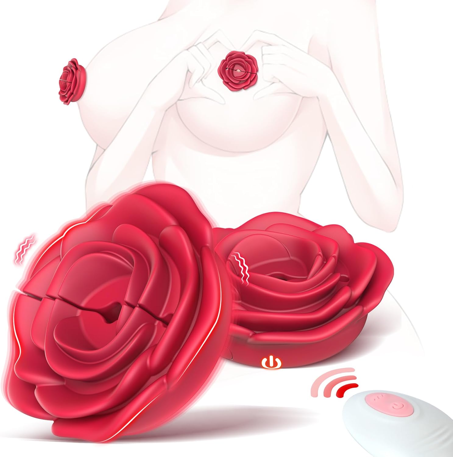 Nipple Vibrator Rose Nipple Clamps Wearable Remote Control Stimulator