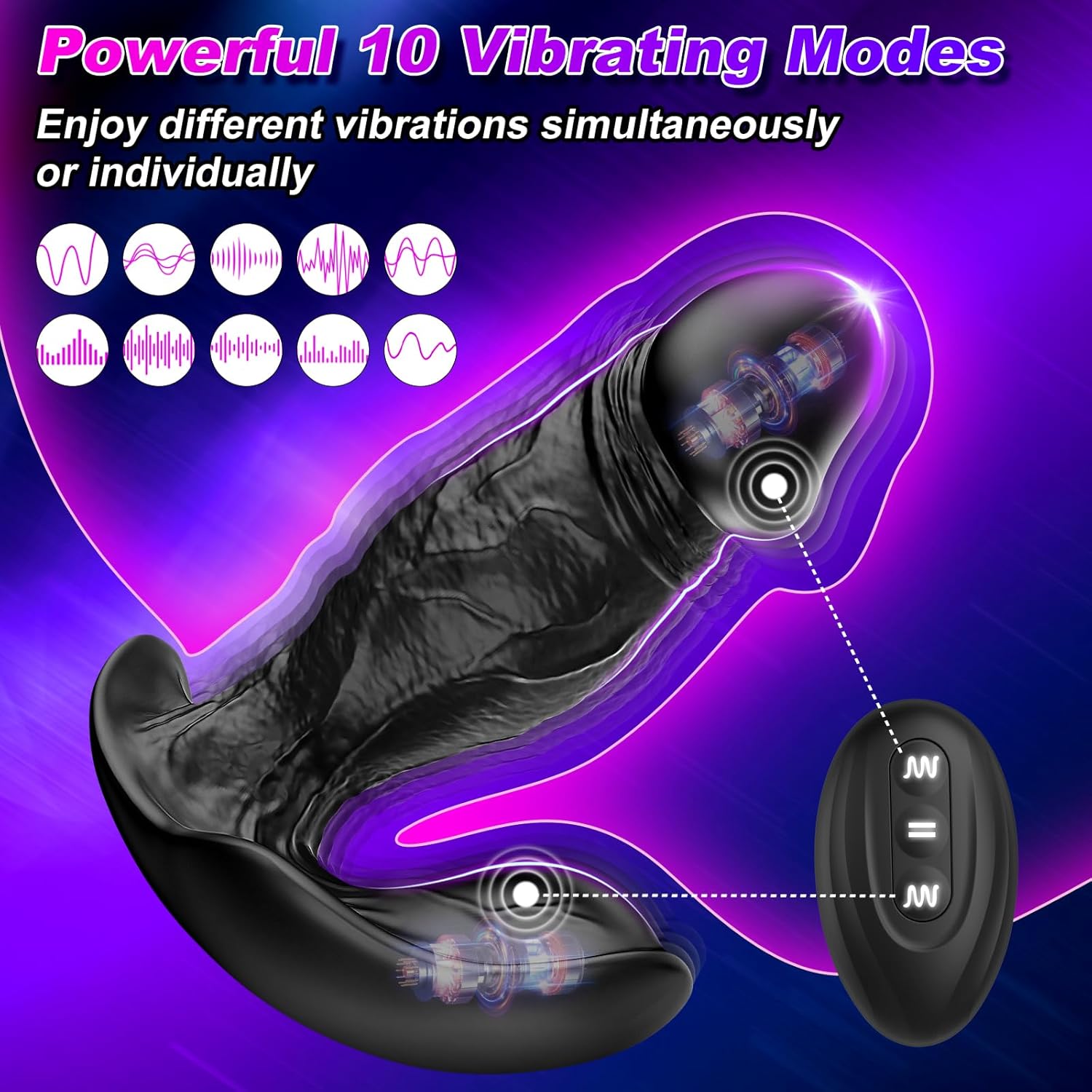 Premium Liquid Silicone Dildo Anal Vibrator with 10 Vibrating Modes 4.7 Inch