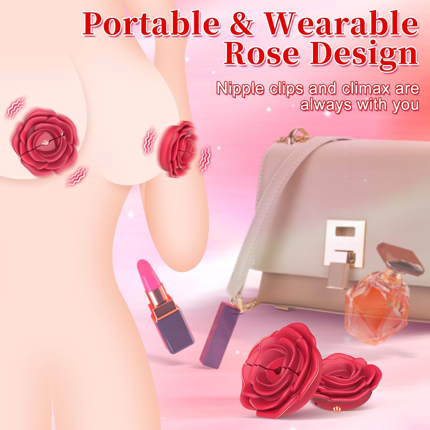 Nipple Vibrator Rose Nipple Clamps Wearable Remote Control Stimulator