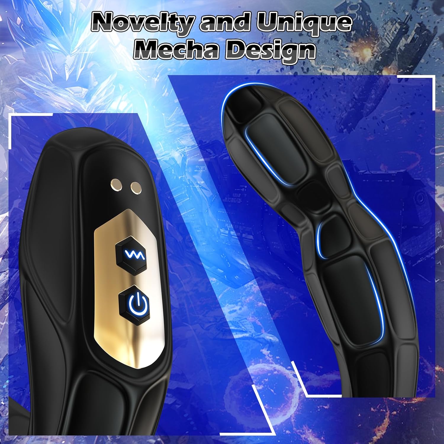 Novel Mecha Appearance Prostate Vibrator Sex Stimulator with 360° Rotating Head