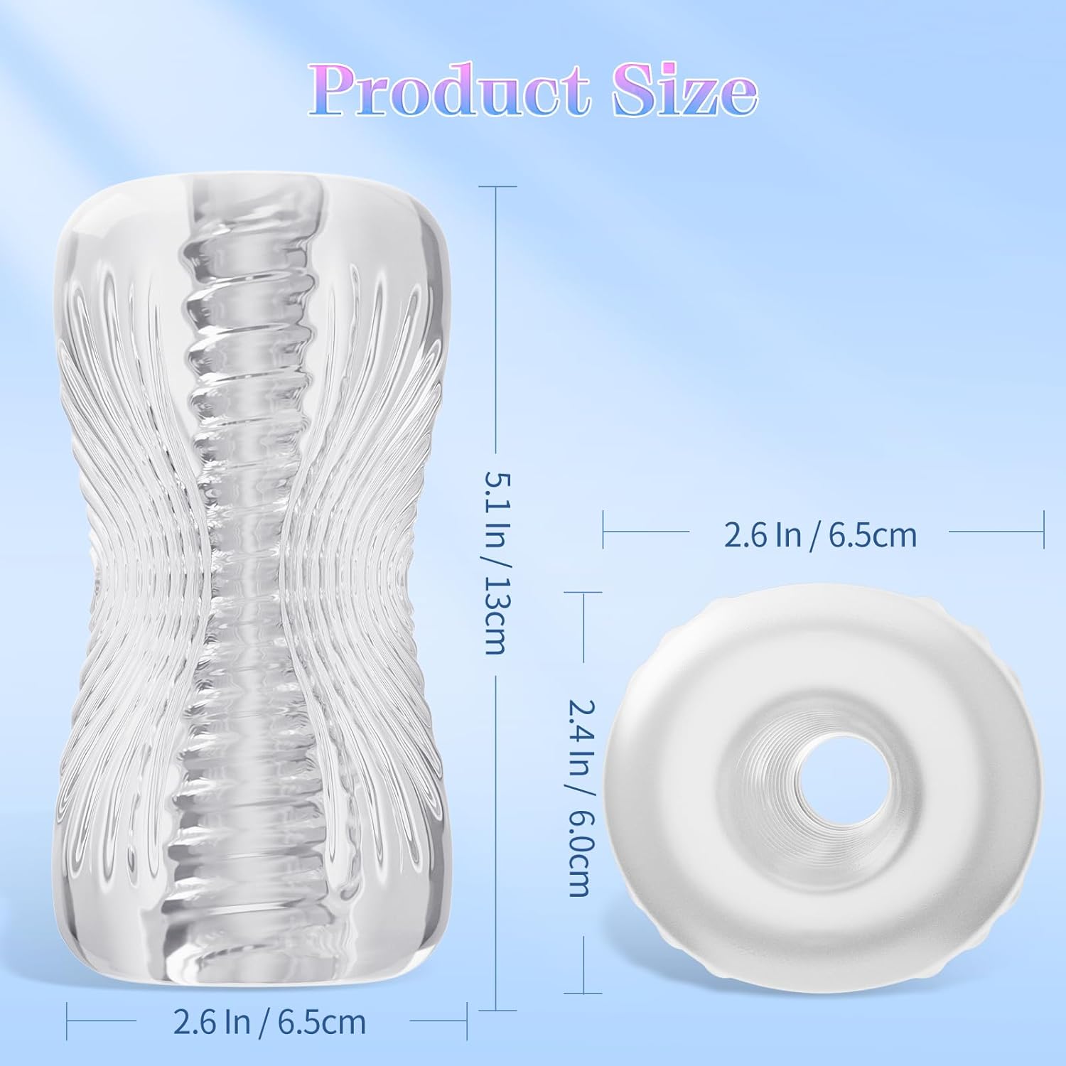 TPE Male Masturbator Textured Spiral Tunnel Clear Stroker