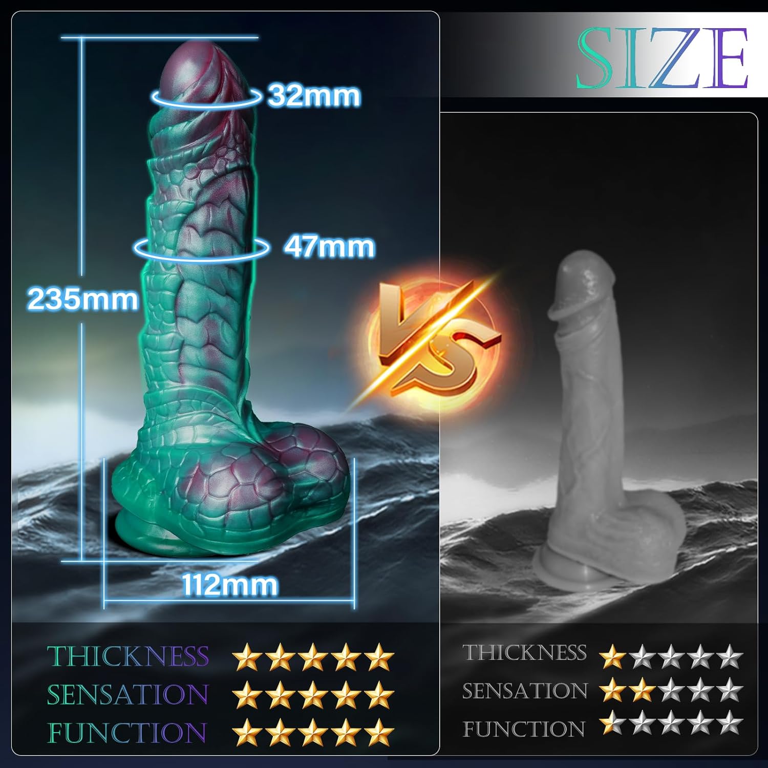 Squirmer Rechargeable Thrusting & Vibrating Silicone Suction Cup Dildo with Remote 9.2 Inch