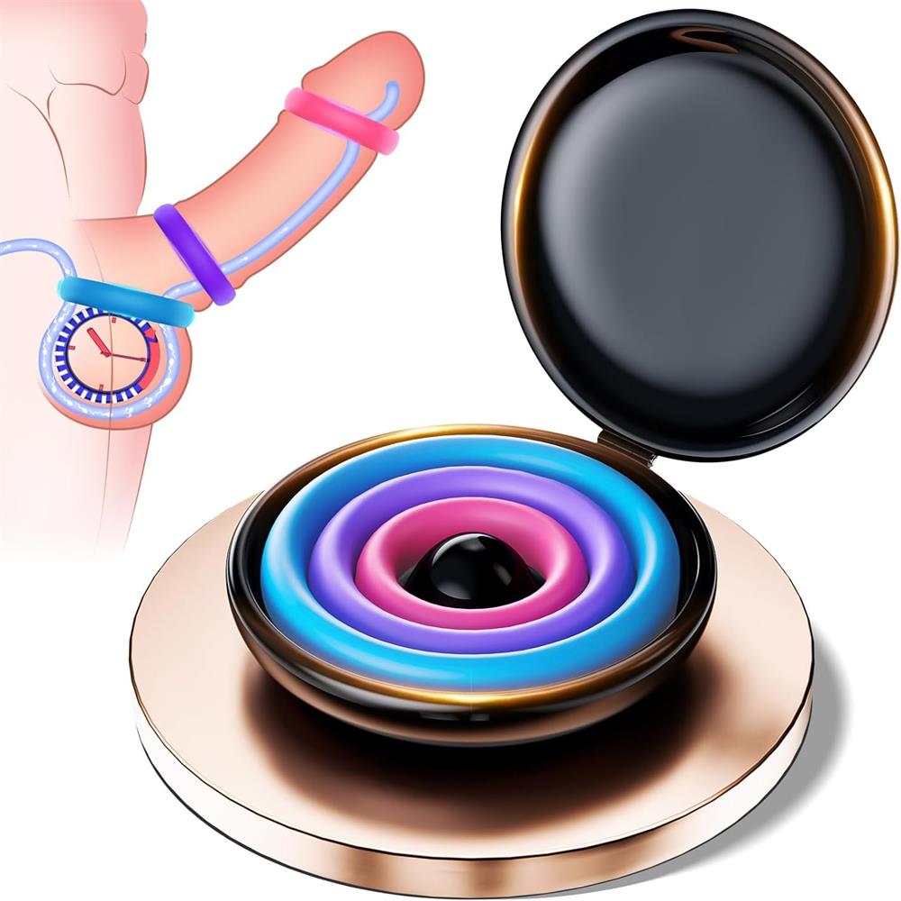 3 Pcs Different Sizes Multi-Coloured Silicone Penis Ring with Storage Box