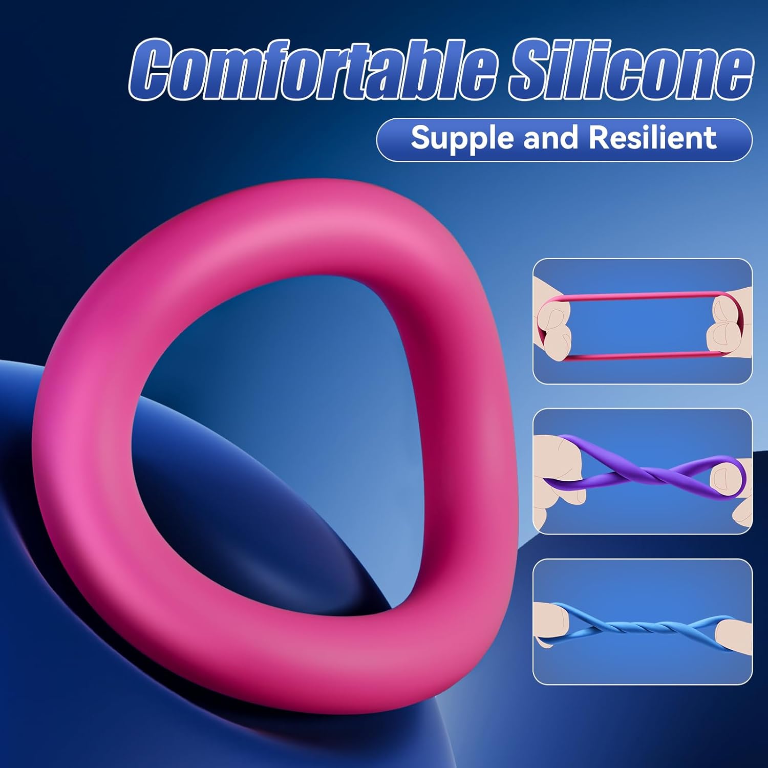 3 Pcs Different Sizes Multi-Coloured Silicone Penis Ring with Storage Box