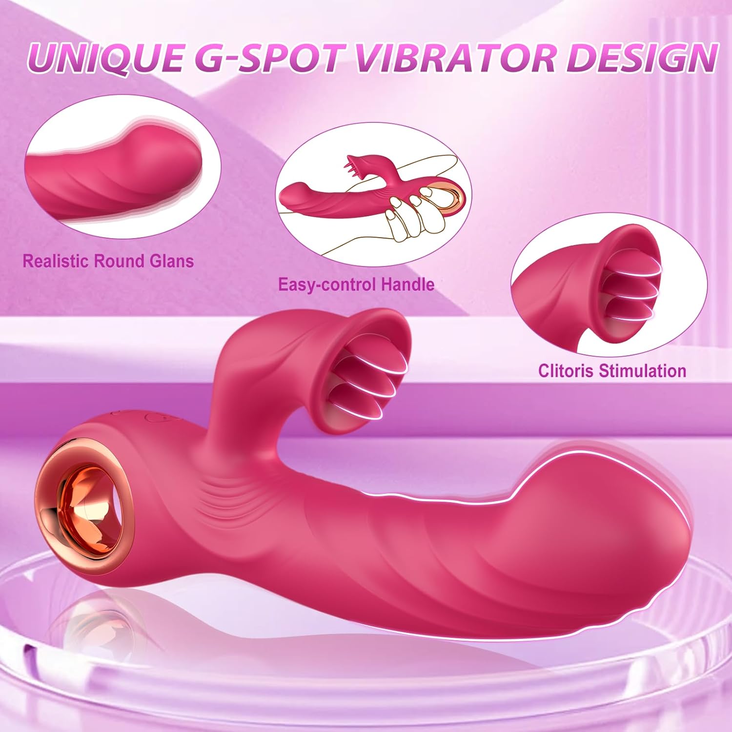 3 in 1 Rabbit Vibrator Dildo with 10 Wiggling & Vibrating & Licking Modes