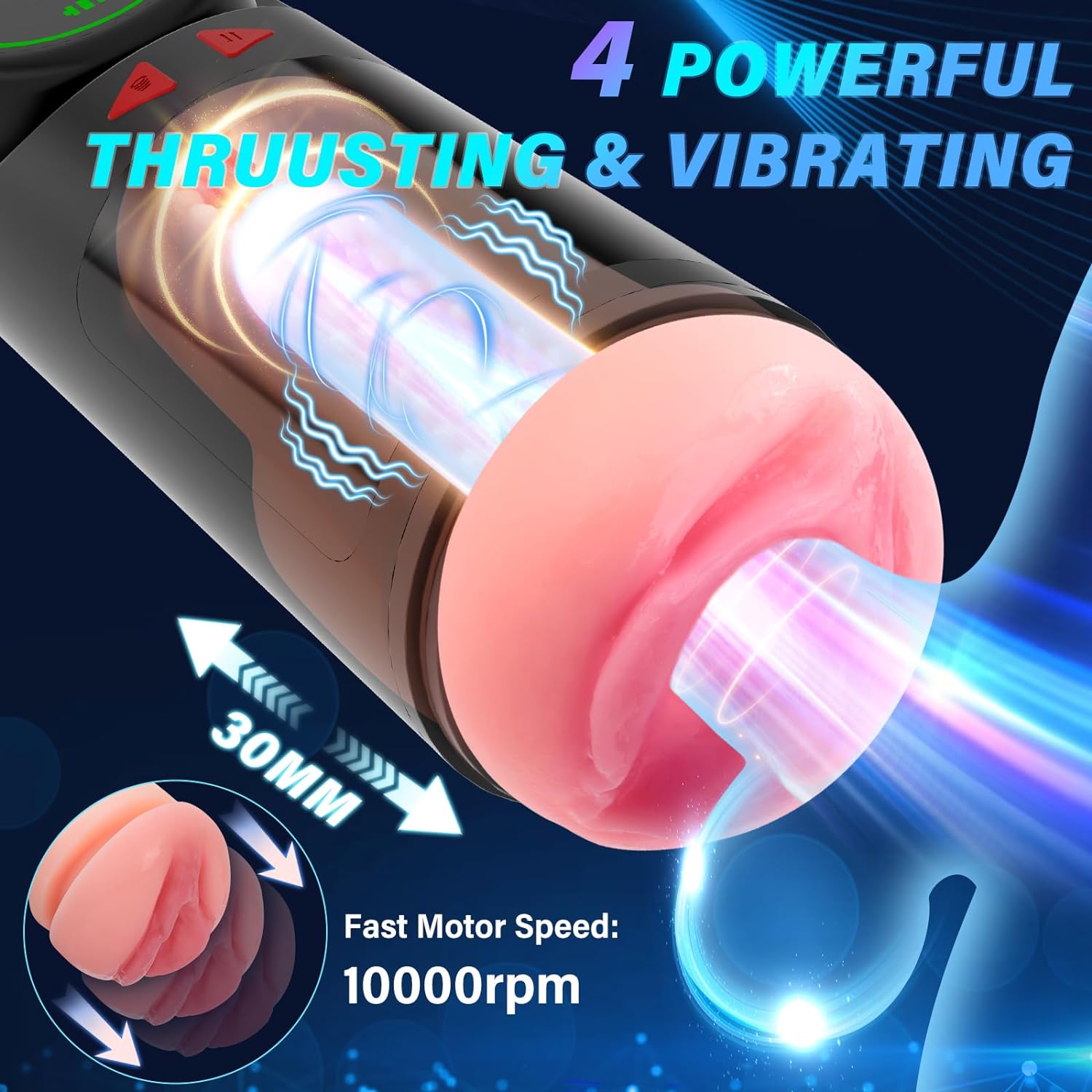 Automatic Male Masturbator - LED Display with 4 Sucking & Vibrating & Thrusting Modes