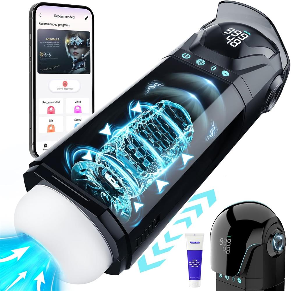 App Control 9IN1 Male Masturbator 360° Wrap Male Stroker with Adjustable Helmet