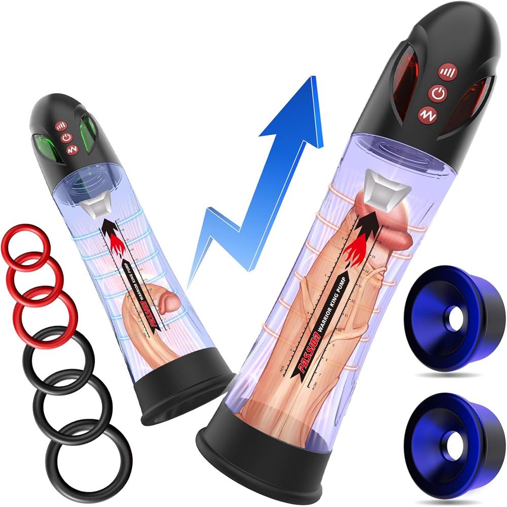 3-Color LED Penis Enlarge Vacuum Pump with Auto Pressure Adjustment (Green, Yellow, Red)