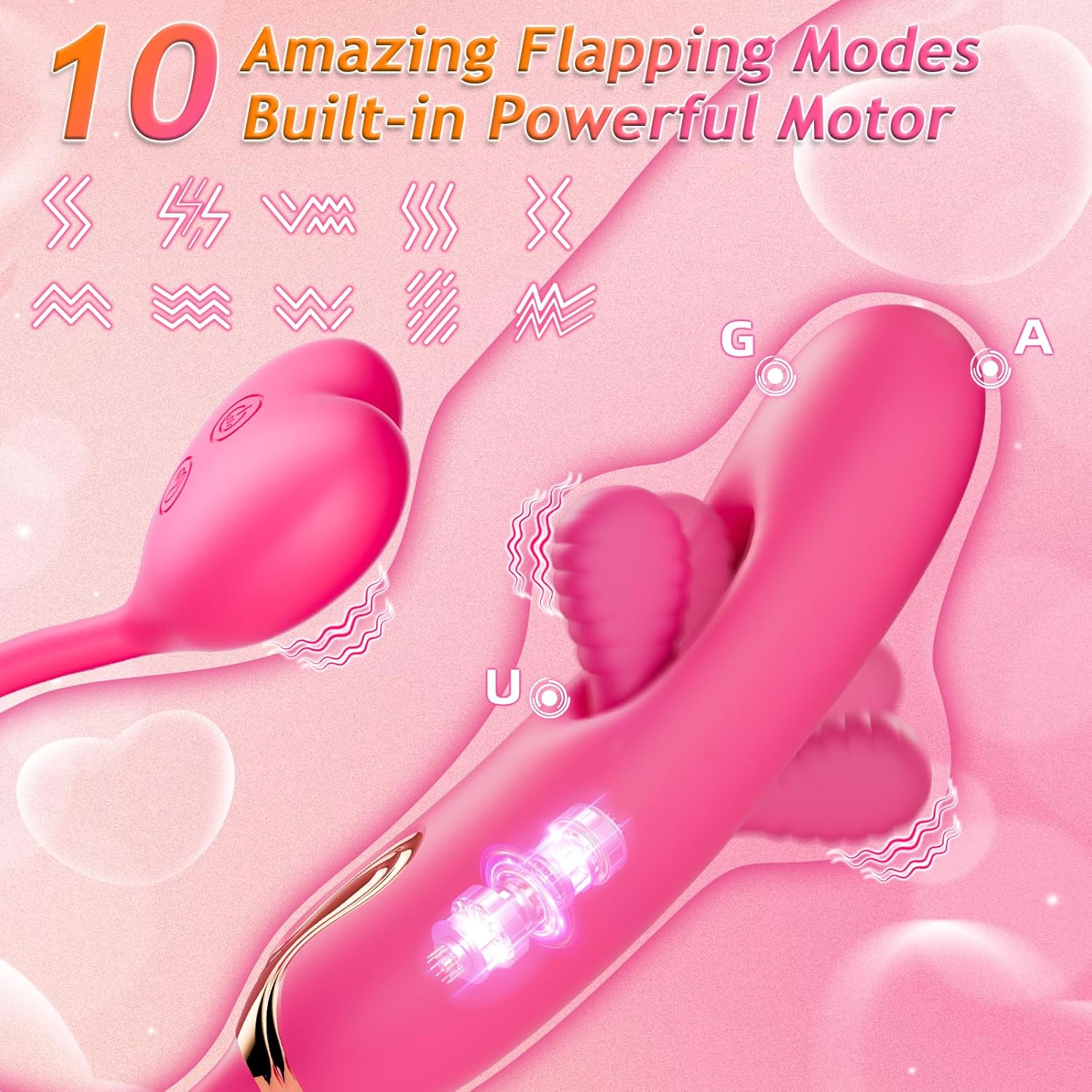 3 in 1 G-Spot Flapping Clitoral Vibrator with 10 Vibrating & 10 Tapping Modes