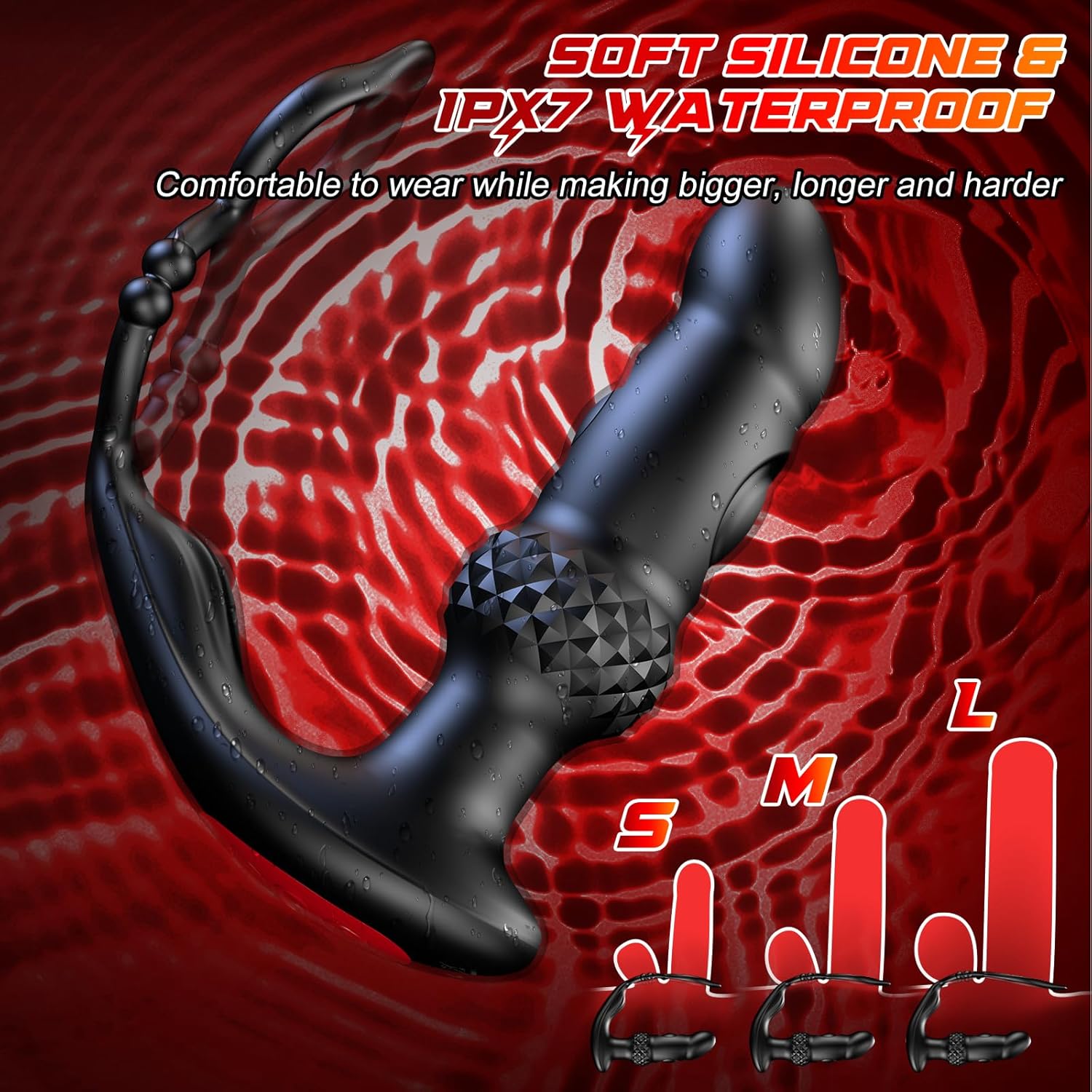 Anal Plug Vibrator Dual Cock Ring with 10 Vibrating & 3 Double Tapping Modes