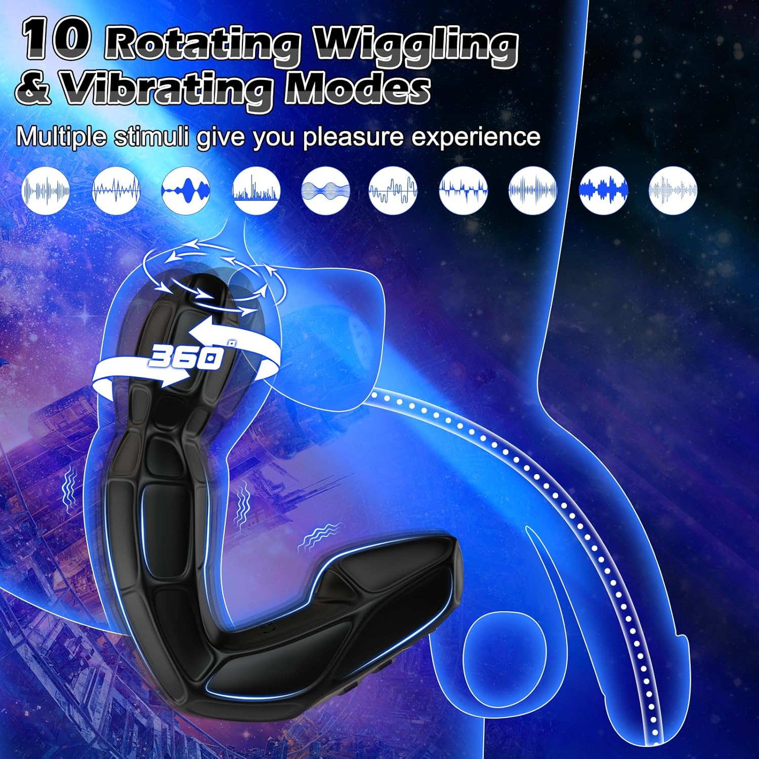 Novel Mecha Appearance Prostate Vibrator Sex Stimulator with 360° Rotating Head