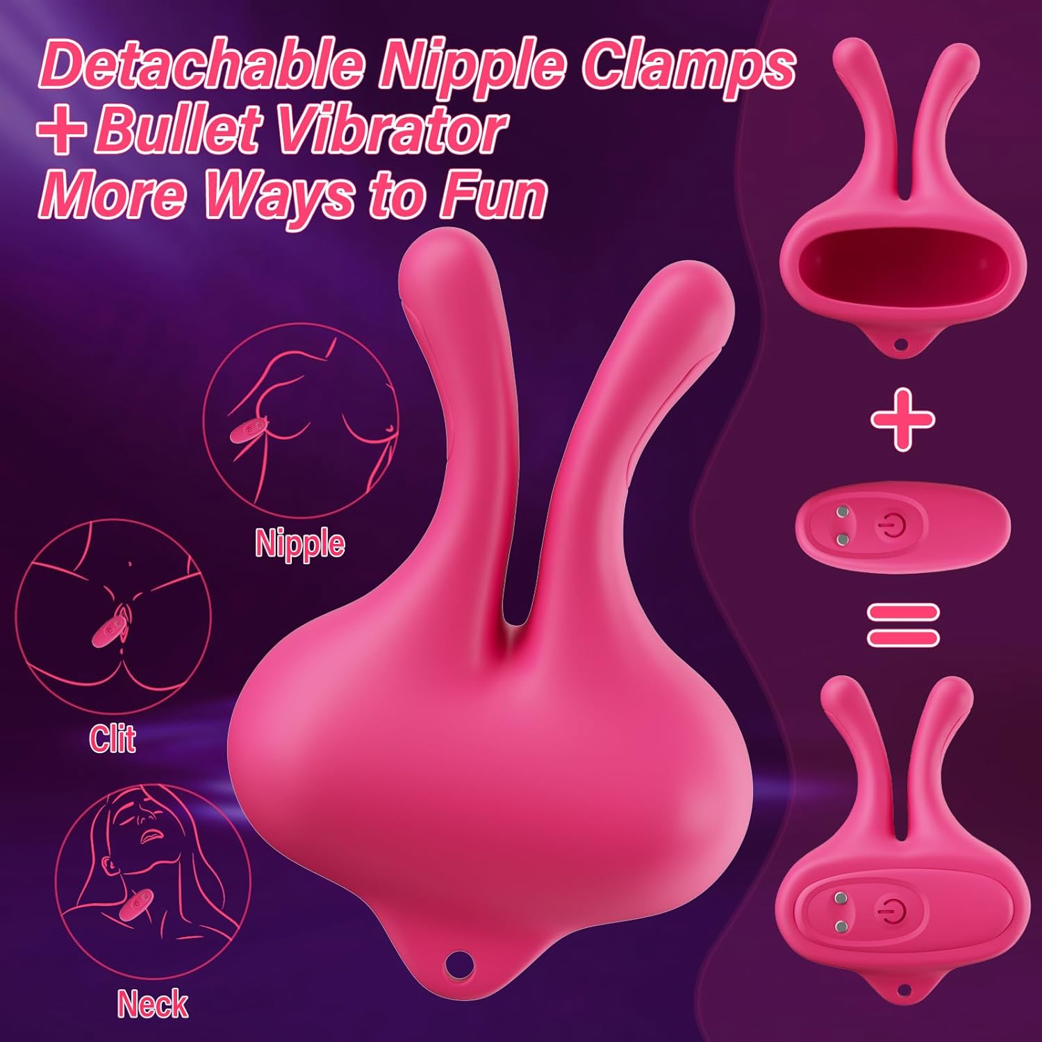 Vibrating Nipple Clamps Rabbit Vibrator with 9 Vibration Modes