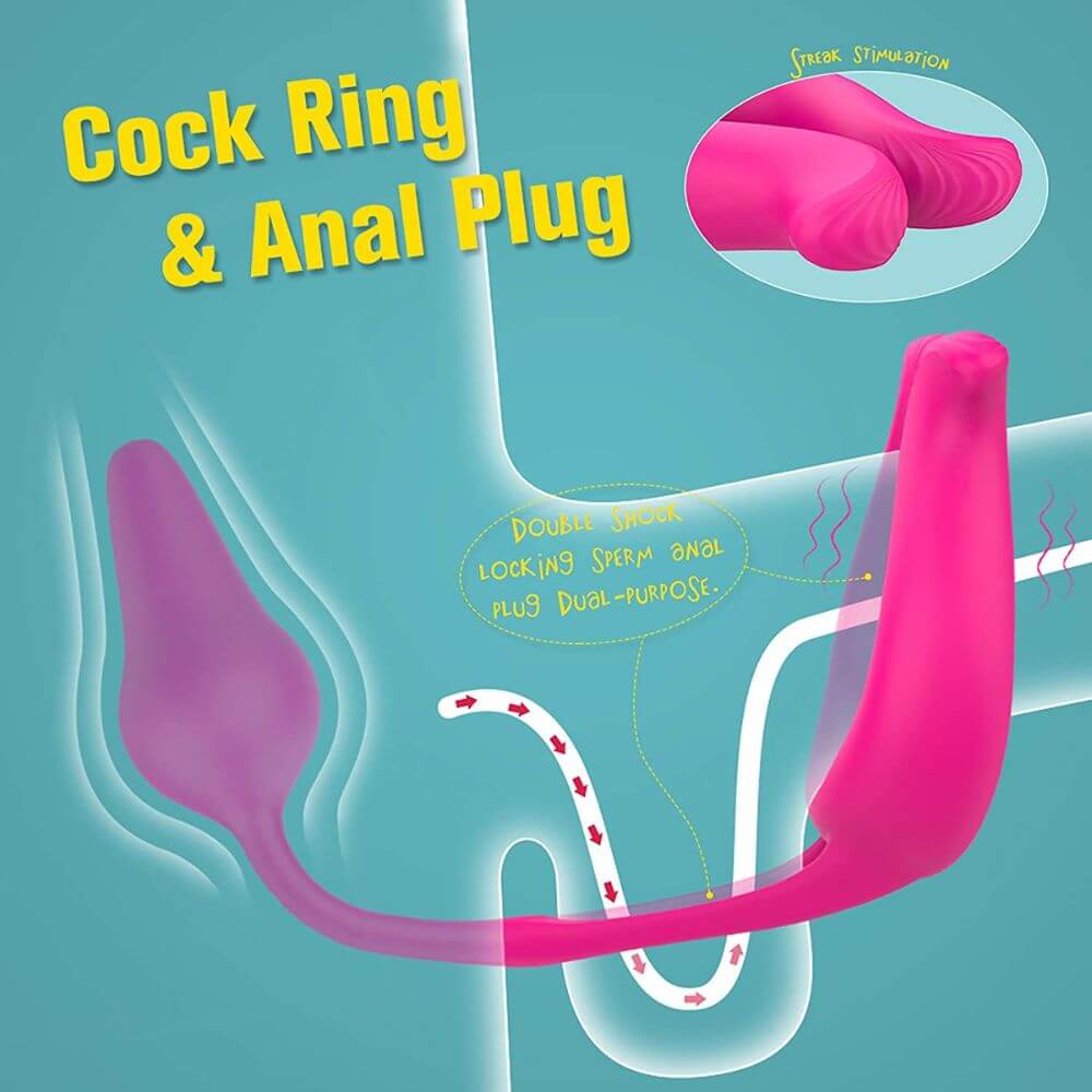 Anal Butt Plug With Cock Ring - Fantasy Vibrating Cock Ring & Anal Beads Combo | Adorime